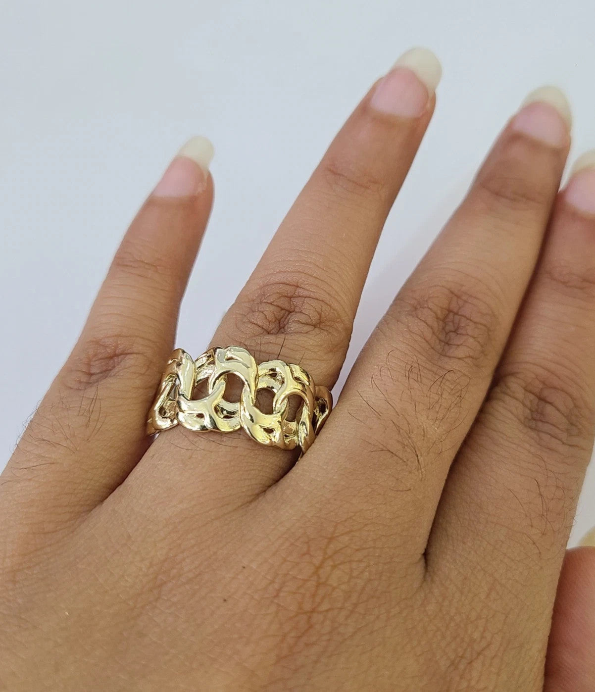 10k Cuban Curb Ring Yellow Gold Women Men Real Genuine 10Kt