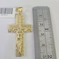 Real 10k Gold Byzantine Necklace Jesus Cross Charm SET Chain 18"-30" 3mm Pendant