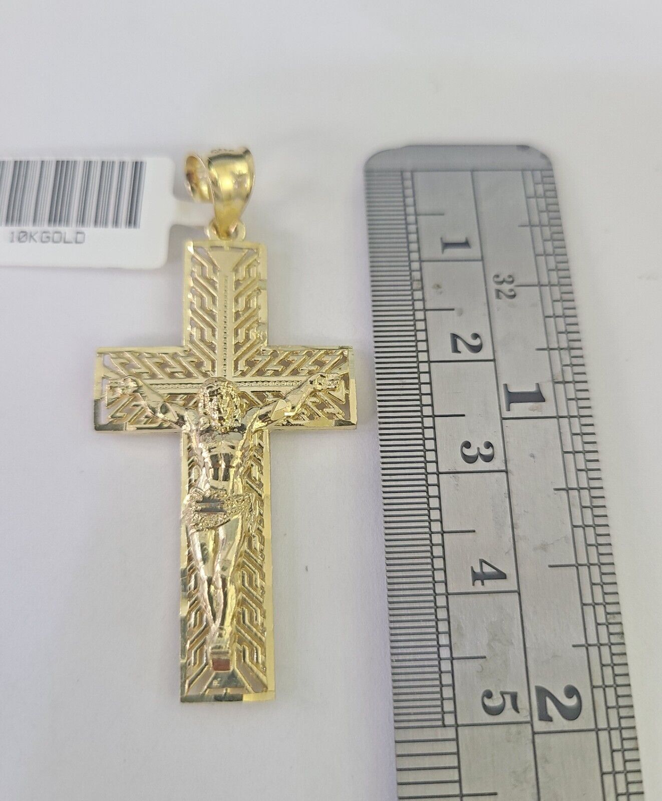 Real 10k Gold Byzantine Necklace Jesus Cross Charm SET Chain 18"-30" 3mm Pendant