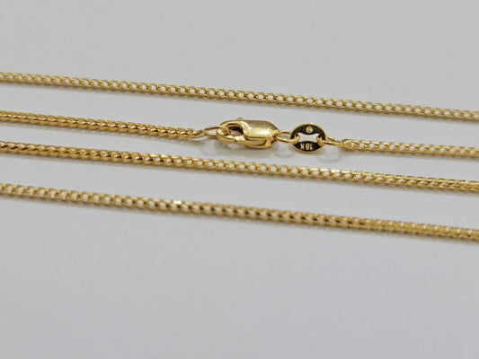 Real 18k Yellow Gold Franco Chain Necklace 1mm 24'' Inches Men Women SOLID HEAVY