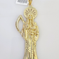 10k Santa Muerte Charm Pendant Mens REAL 10Kt Saint Reaper Yellow Gold