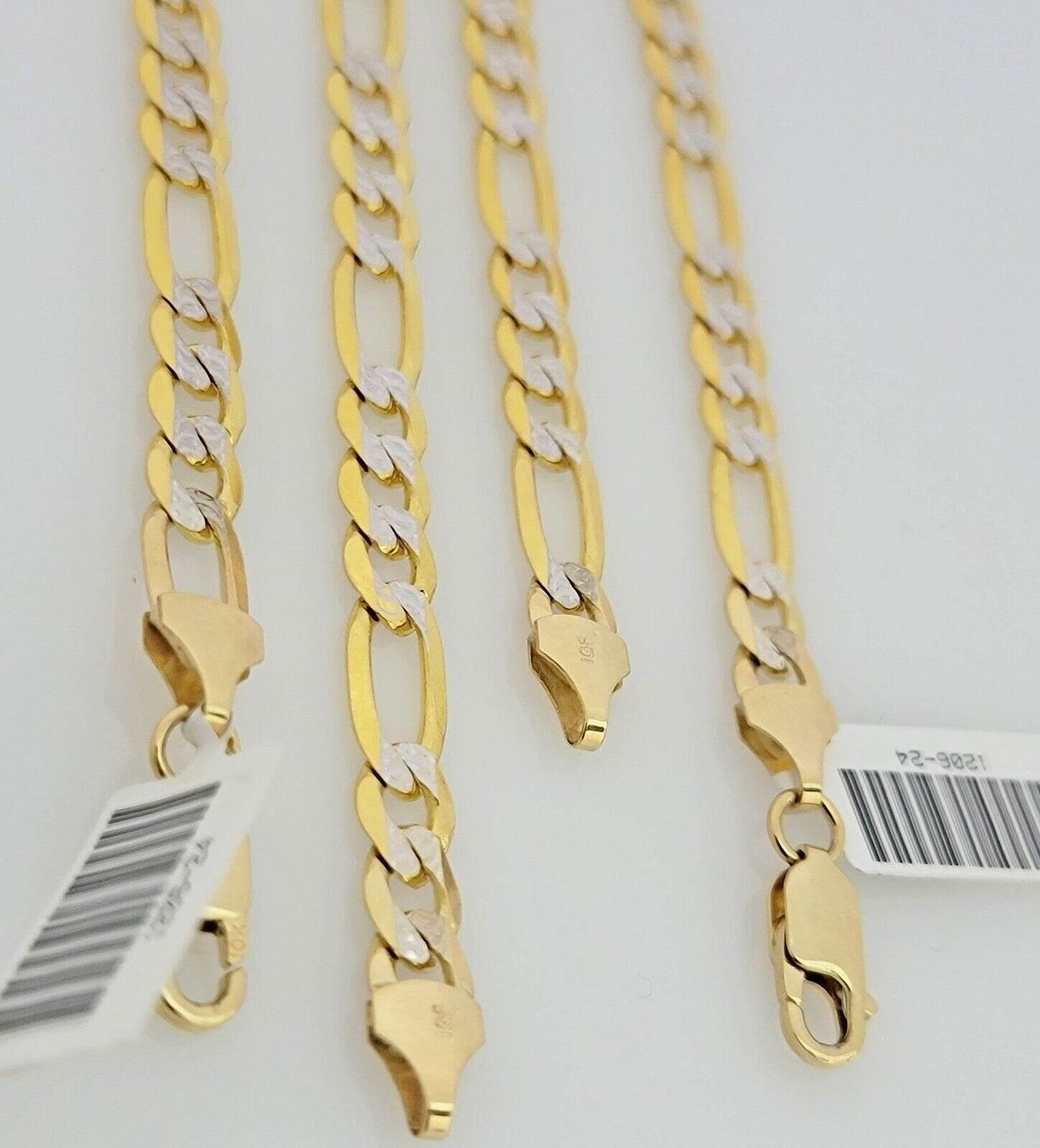 Real 10k Solid Gold Chain Figaro Link Necklace 6mm Men Women 18"-30" Inches 10kt