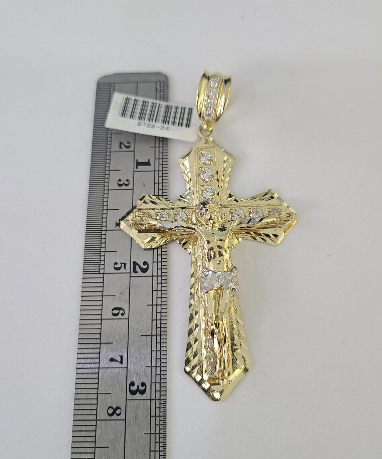 10k Yellow Gold Rope Chain Jesus Cross Charm Pendant 18-30'' Inch 8mm  Necklace