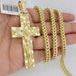 10kt Yellow Gold Franco Chain Necklace Nugget Cross Charm Pendant 5mm 20-26 Inch