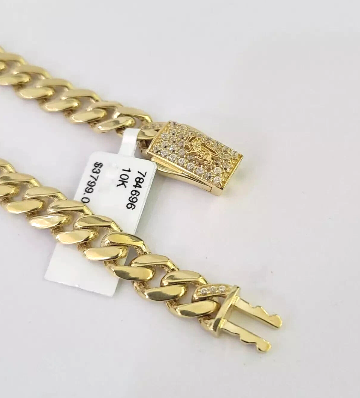 REAL 10kt Yellow Gold Bracelet Monaco Link CZ Box Lock 7mm 7'' 8'' Inch Men SALE