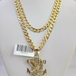 10k Gold Chain Necklace Eagle Anchor Pendant Set Cuban Curb 5mm 20"-28" Charm