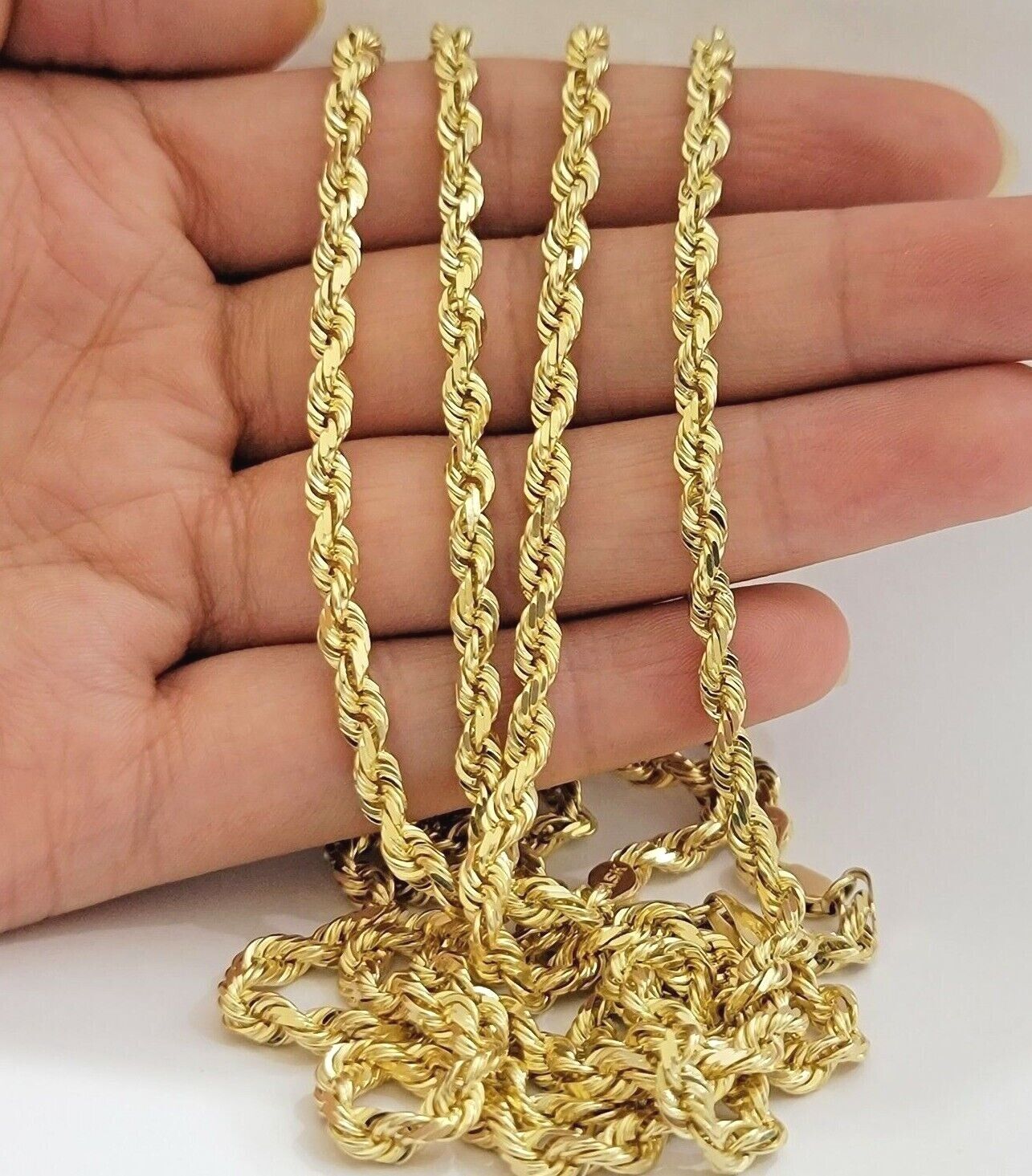 Real 10k Yellow Gold Rope Chain necklace 18 inch - 28 inch SOLID 4mm Mens Women