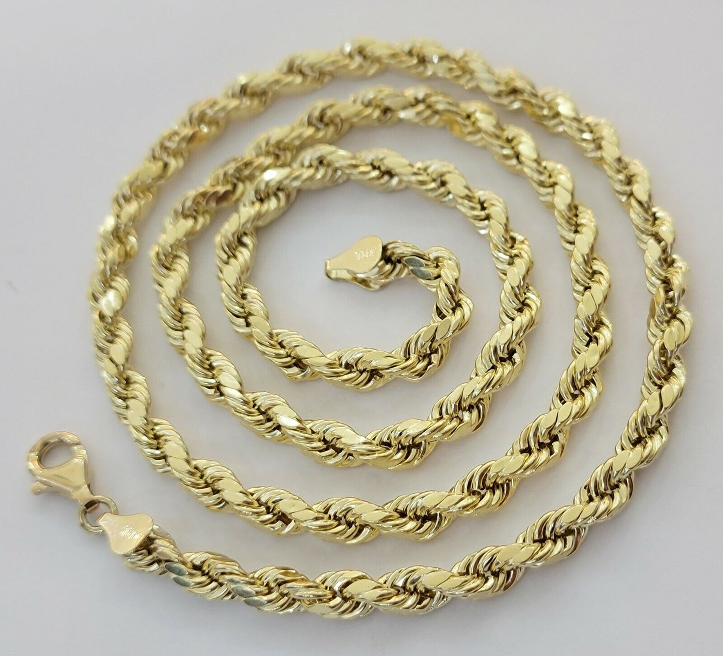 Real Gold 10k Rope Necklace Mens Chain 6mm 20" Inches Yellow Gold Diamond END