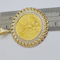 10k Gold Mexican Centenario Copy Coin Charm 50 Pesos Bezel 10kt Pendant Replica