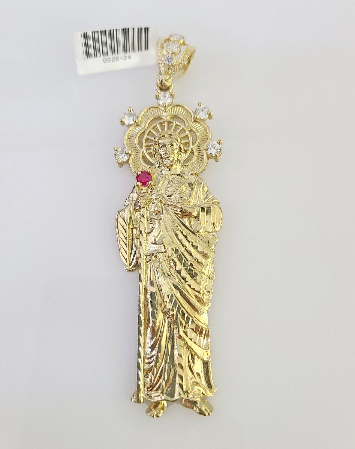 10k San Judas Charm Pendant Mens REAL 10Kt Saint Jude Yellow Gold