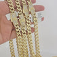 Real 10k Gold chain Cuban Link Monaco necklace 9mm 16-30 Inches CZ Box Lock 10KT