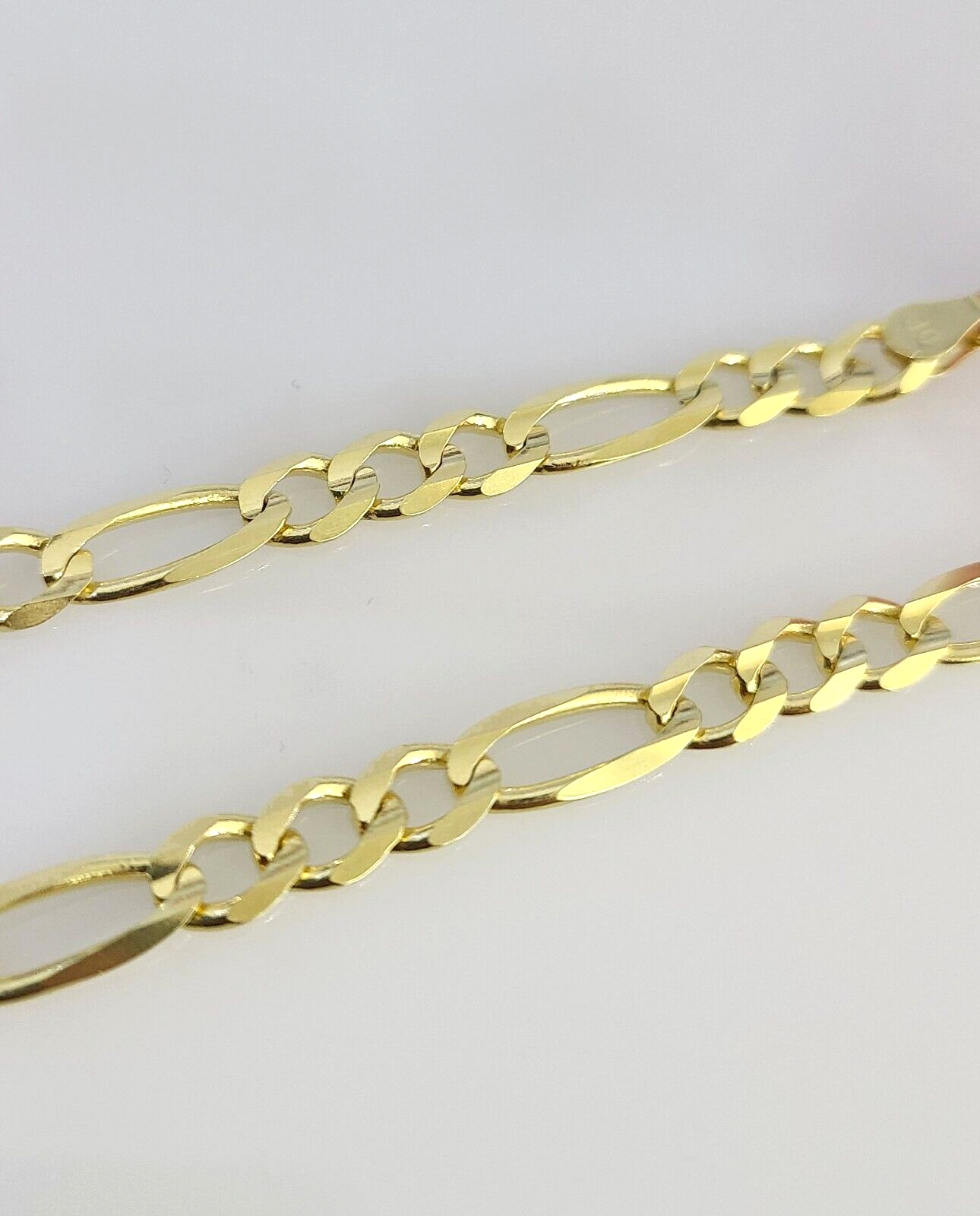 Real 14k Yellow Gold Figaro Bracelet 5mm 7.5 Inch Lobster Clasp Brand New 14KT