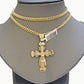 Real 10k Gold Chain Charm Set Cross Pendant Miami Cuban link Necklace 5mm 18-28"