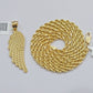 10k Gold Rope Chain Angel Wing Charm Pendant Set 22" Inch 3mm Necklace REAL SALE
