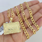 10k Gold Chain Necklace Last Supper Pendant Set Cuban Curb 5mm 20"-28" Charm