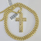 Real 10k Gold Byzantine Necklace Jesus Cross Charm SET Chain 18"-30" 3mm Pendant