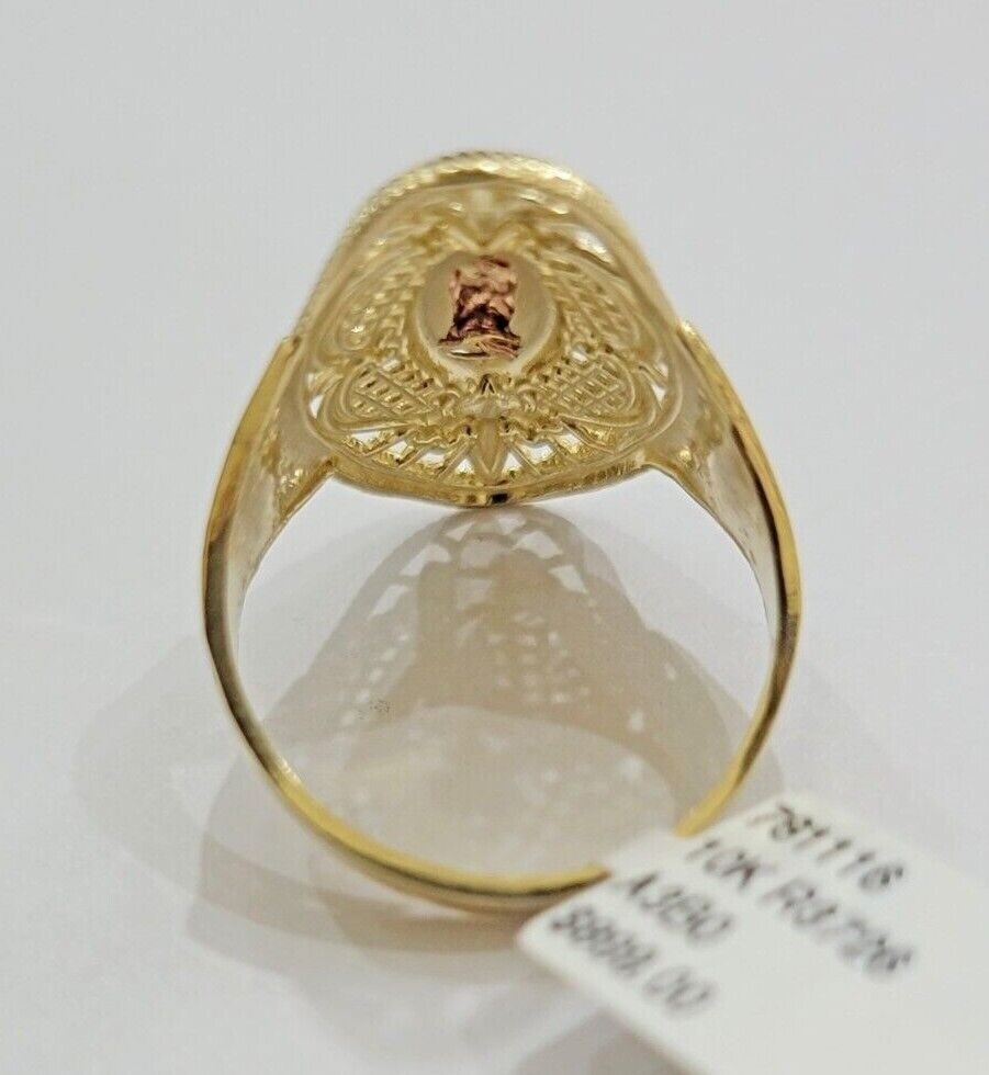 Ladies Ring 10k Yellow Gold Virgin Mary Cross 10KT REAL Gold Unique Size 5.5 END