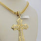 10k Yellow Gold Franco Chain Jesus Cross Charm Pendant 5mm 20-26 Inches Necklace