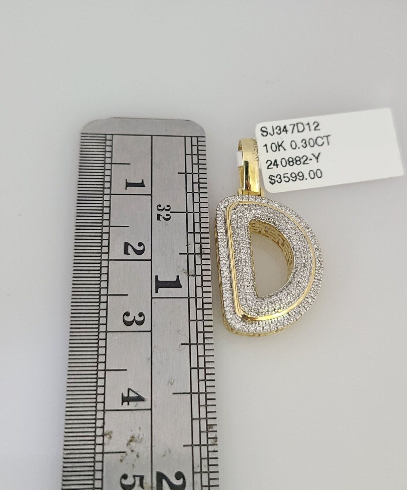 10k Initial " D " Diamond Pendant Charm Yellow Gold Alphabet Men's Ladies