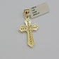 10kt Gold Milano Rope Chain Jesus Cross Charm Pendant Set 18-24'' Inch Necklace