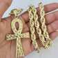 10k Yellow Gold Rope Chain Jesus Cross Charm Pendant 18-30'' Inch 8mm  Necklace