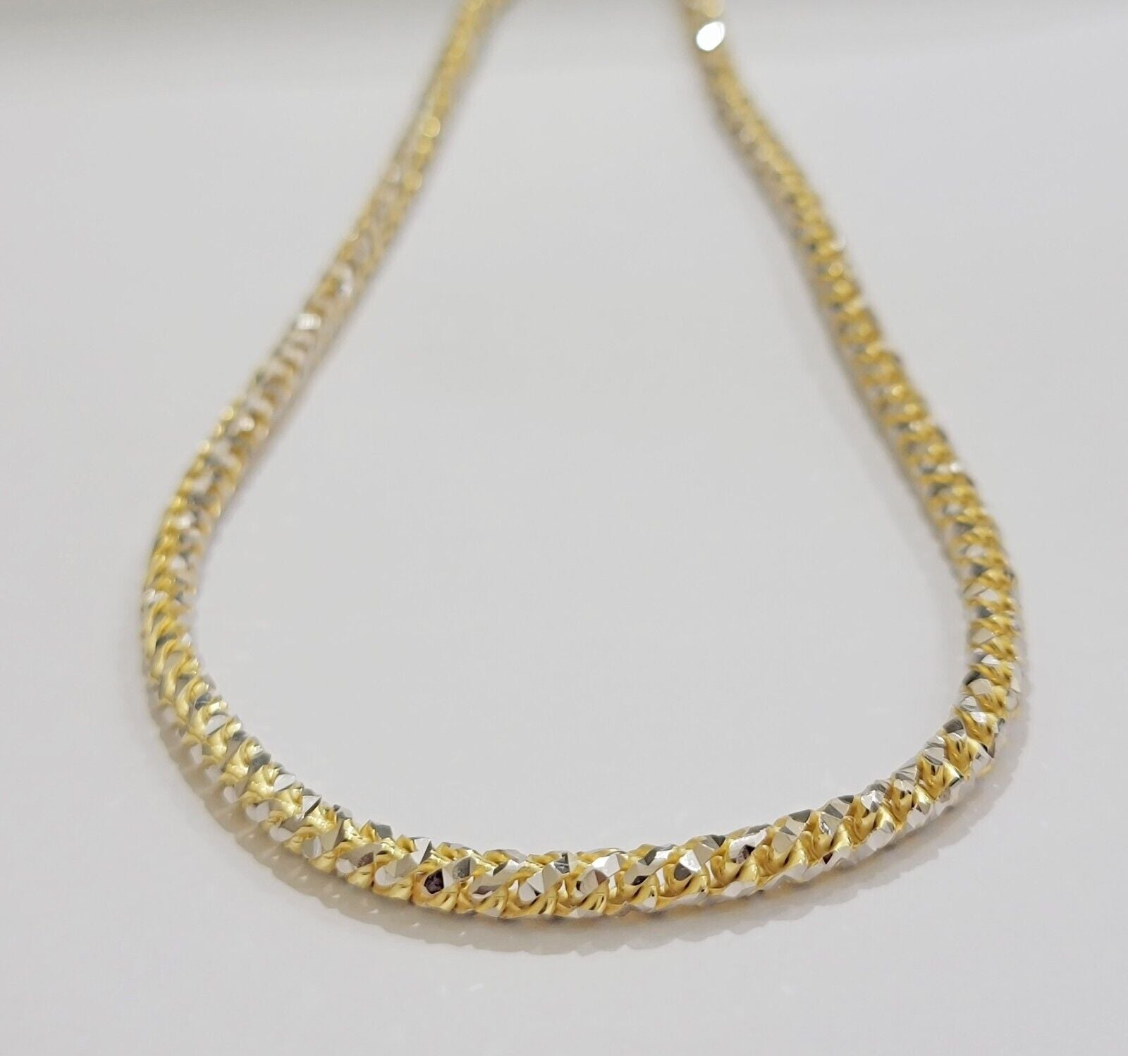 Real 10k Gold Solid Palm Chain Necklace Diamond cut 5mm 18