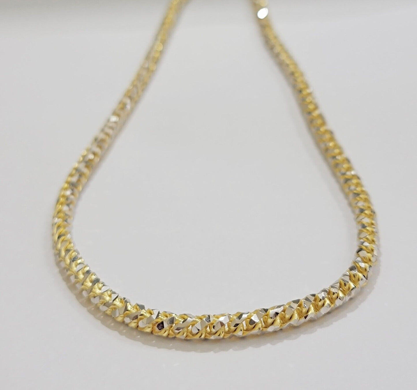 Real 10k Gold Solid Palm Chain Necklace Diamond Cut 5mm 18" Choker , 10kt Mens