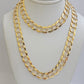 Solid 14k Gold Chain necklace Cuban Curb Link  9.5mm Two-Tone Diamond Cut 20-30"