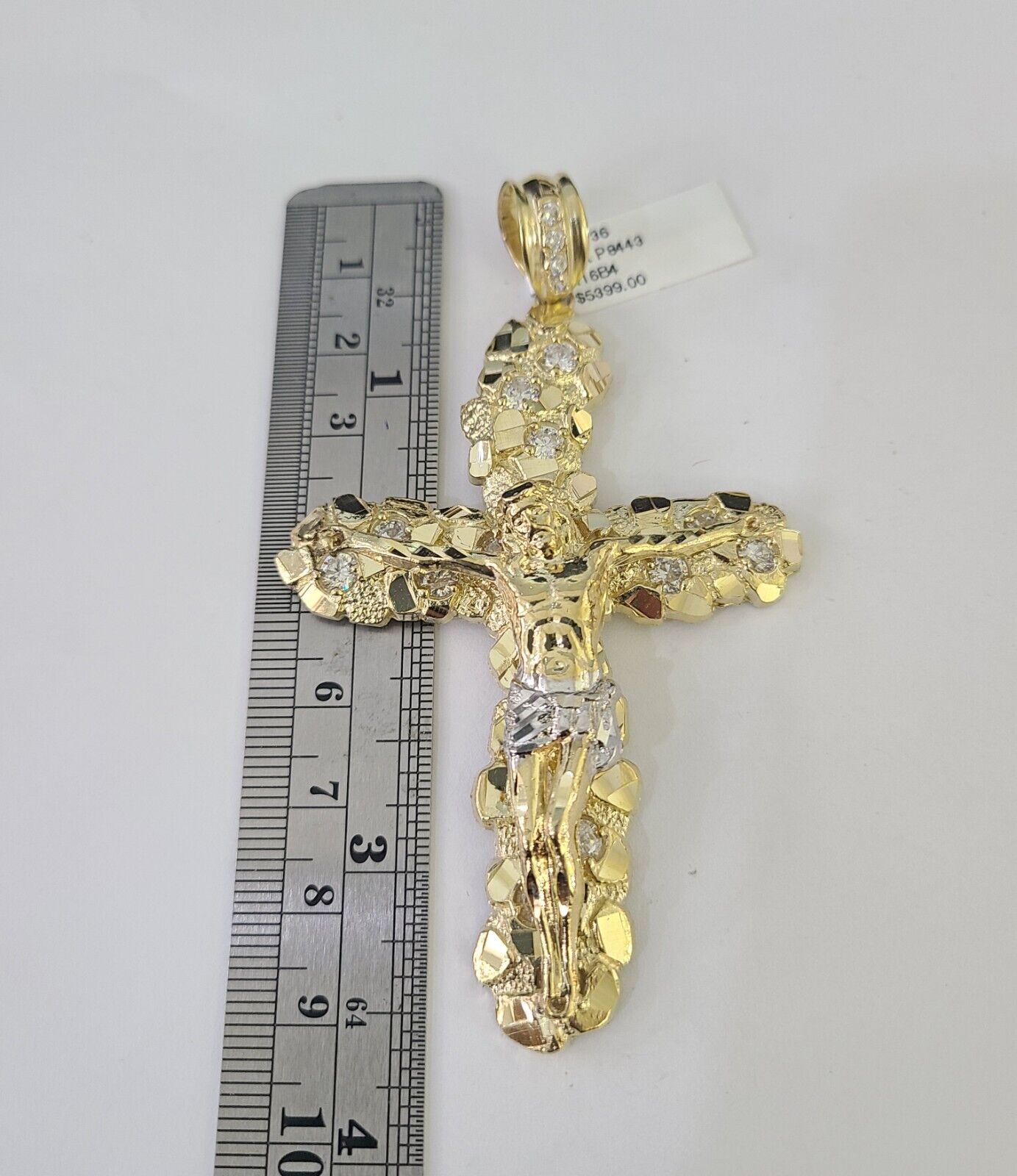 10k Yellow Gold Rope Chain Jesus Cross Charm Pendant 18-30'' Inch 8mm  Necklace