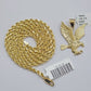 10k Gold Rope Chain Eagle Charm Pendant Set 22'' Inches 3mm Necklace REAL SALE
