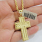 10k Yellow Gold Rope Chain Last Supper Cross Charm Pendant 18-28'' Inch Necklace