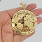 10k Yellow Gold Franco Chain Necklace World Map Charm Pendant 5mm 20-26'' Inches