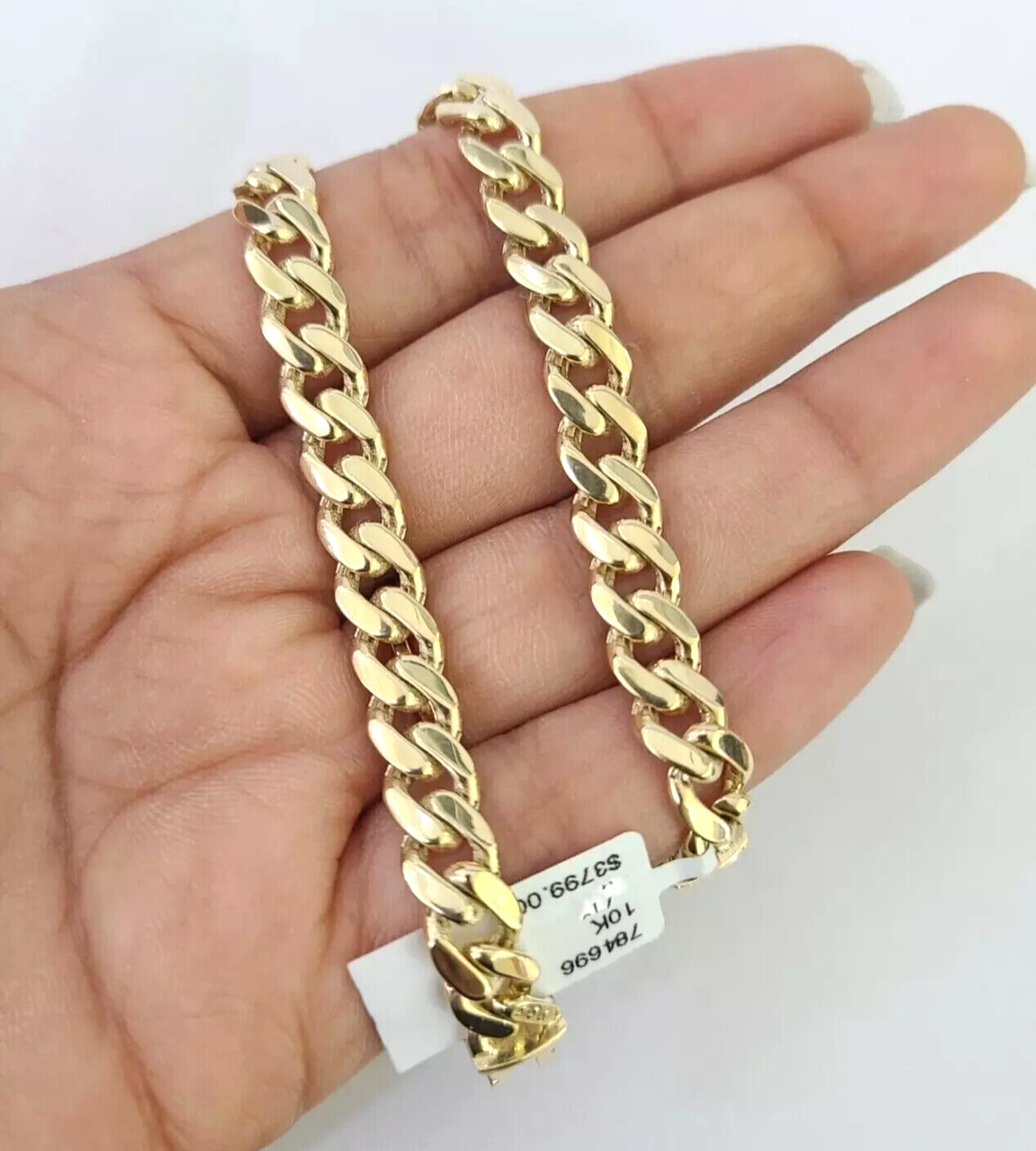 REAL 10kt Yellow Gold Bracelet Monaco Link CZ Box Lock 7mm 7'' 8'' Inch Men SALE