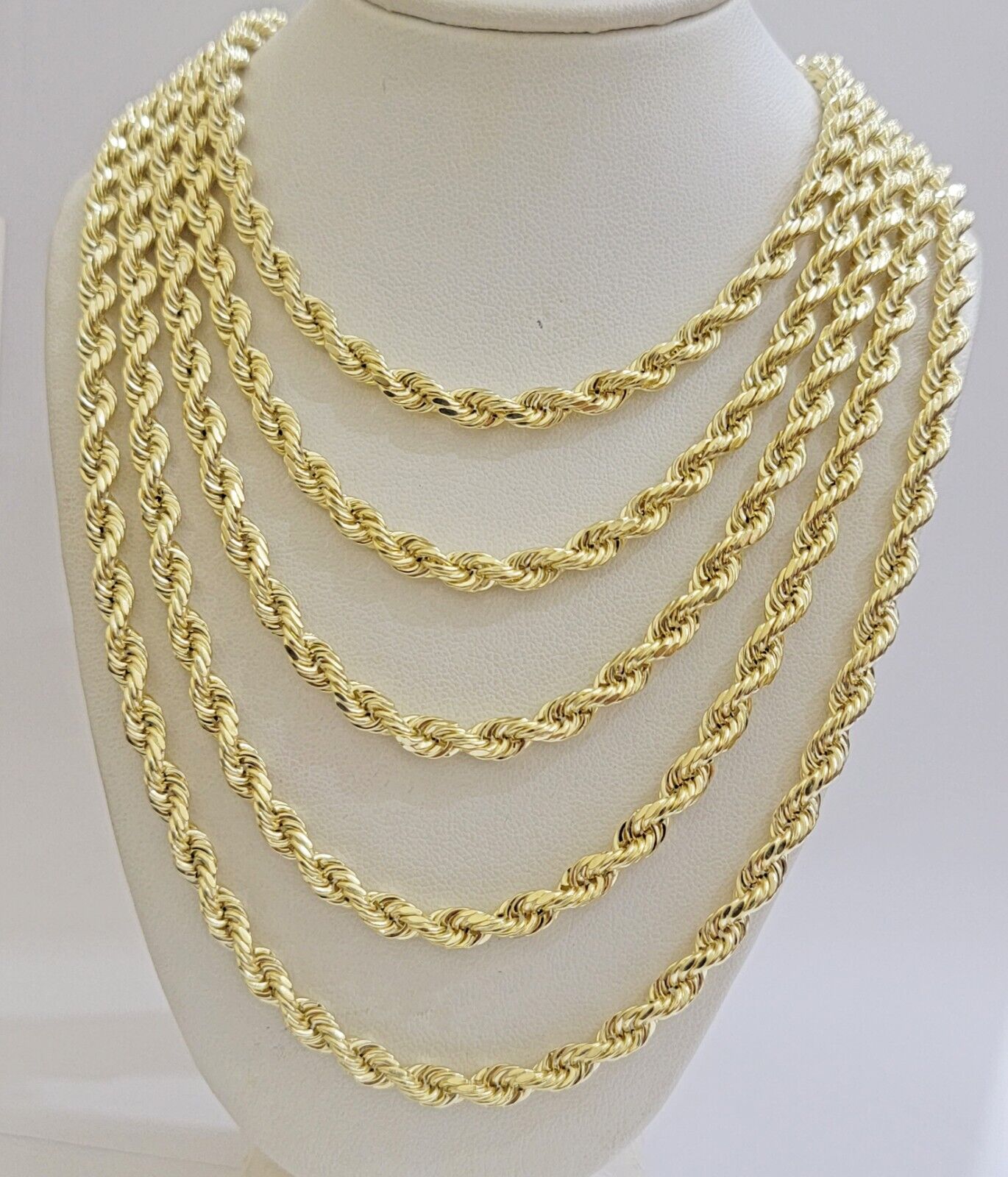 14k Gold Rope Chain Necklace 5mm 18-26 Inch Diamond Cut Men Women REAL 14KT GOLD