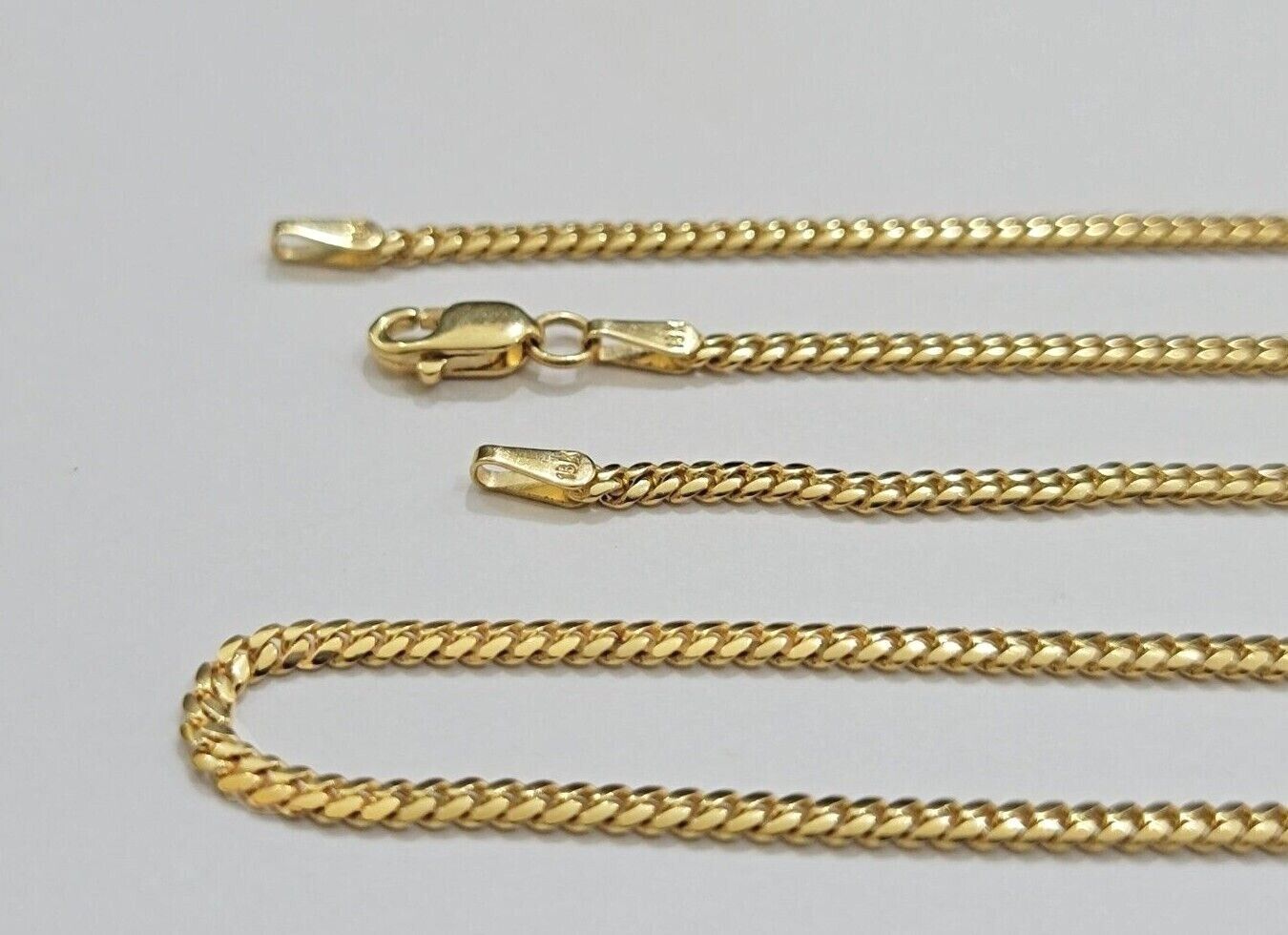 Real 18kt Yellow Gold Miami Cuban Chain Necklace 3mm 20'' Inches Men Women SOLID