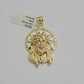 10kt Gold Miami Cuban Chain Jesus Head Charm Pendant Set 18-28 Inch 5mm Necklace