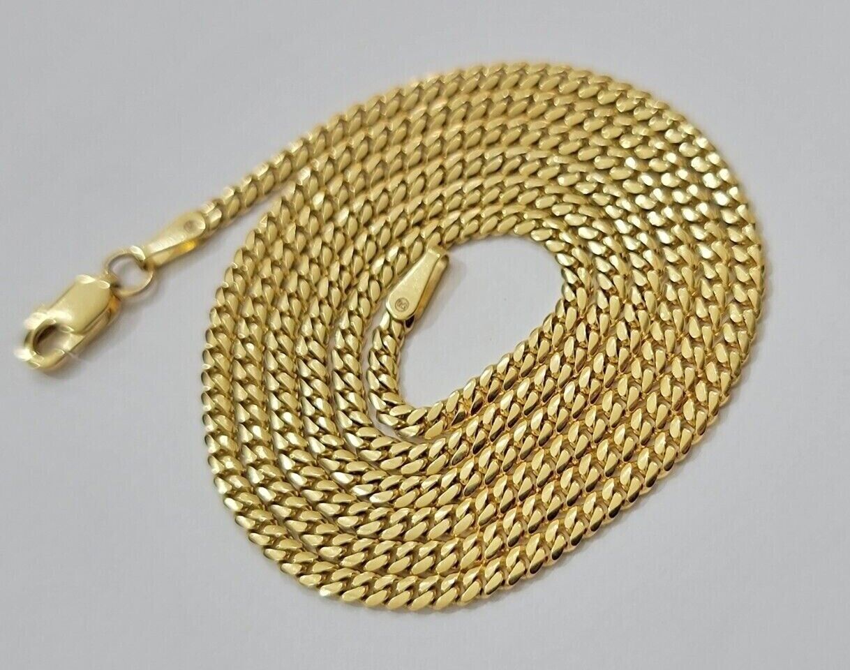 Real 18kt Yellow Gold Miami Cuban Chain Necklace 3mm 20'' Inches Men Women SOLID