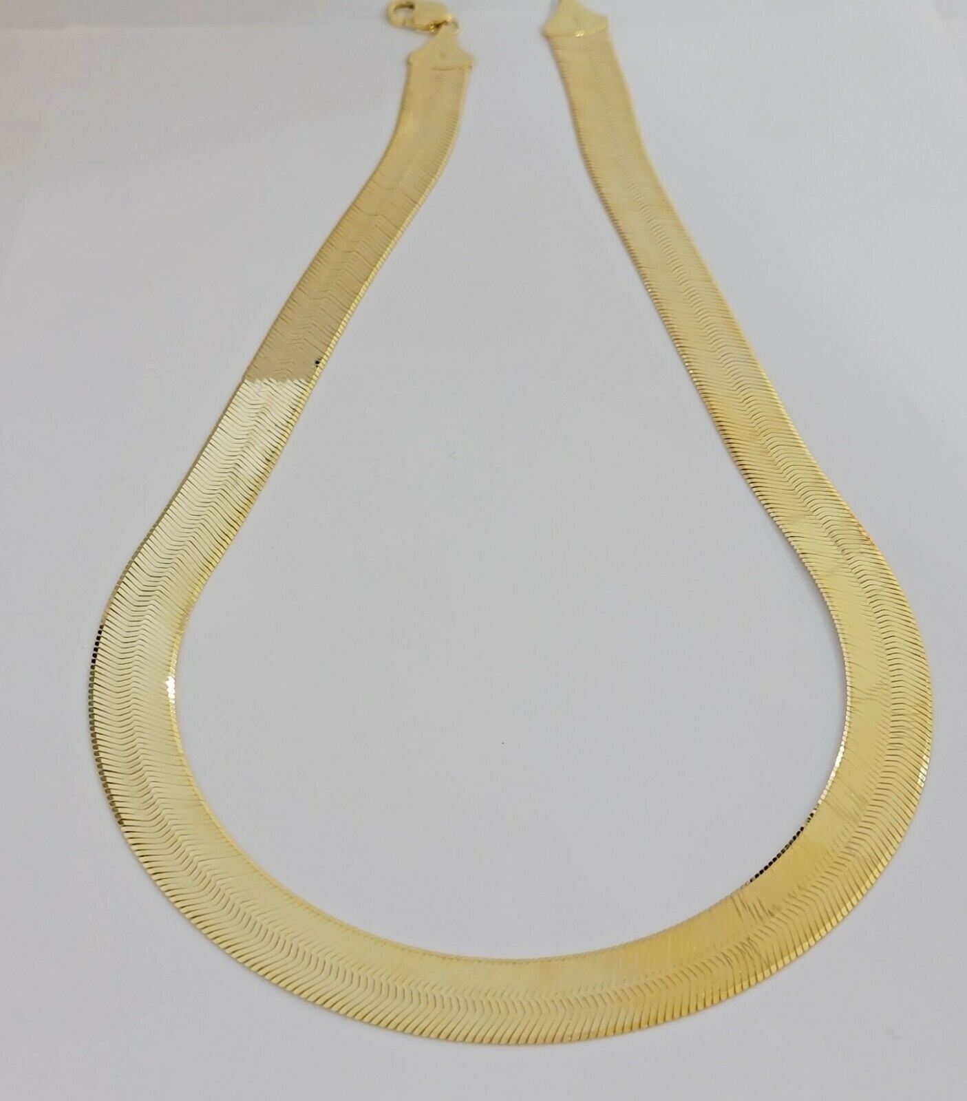 REAL 10k Gold Gold Herringbone Chain Necklace 15mm 22 Inch 10kt Solid Men Women