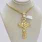 10kt Yellow Gold Franco Chain Necklace Nugget Cross Charm Pendant 3mm 18-26 Inch