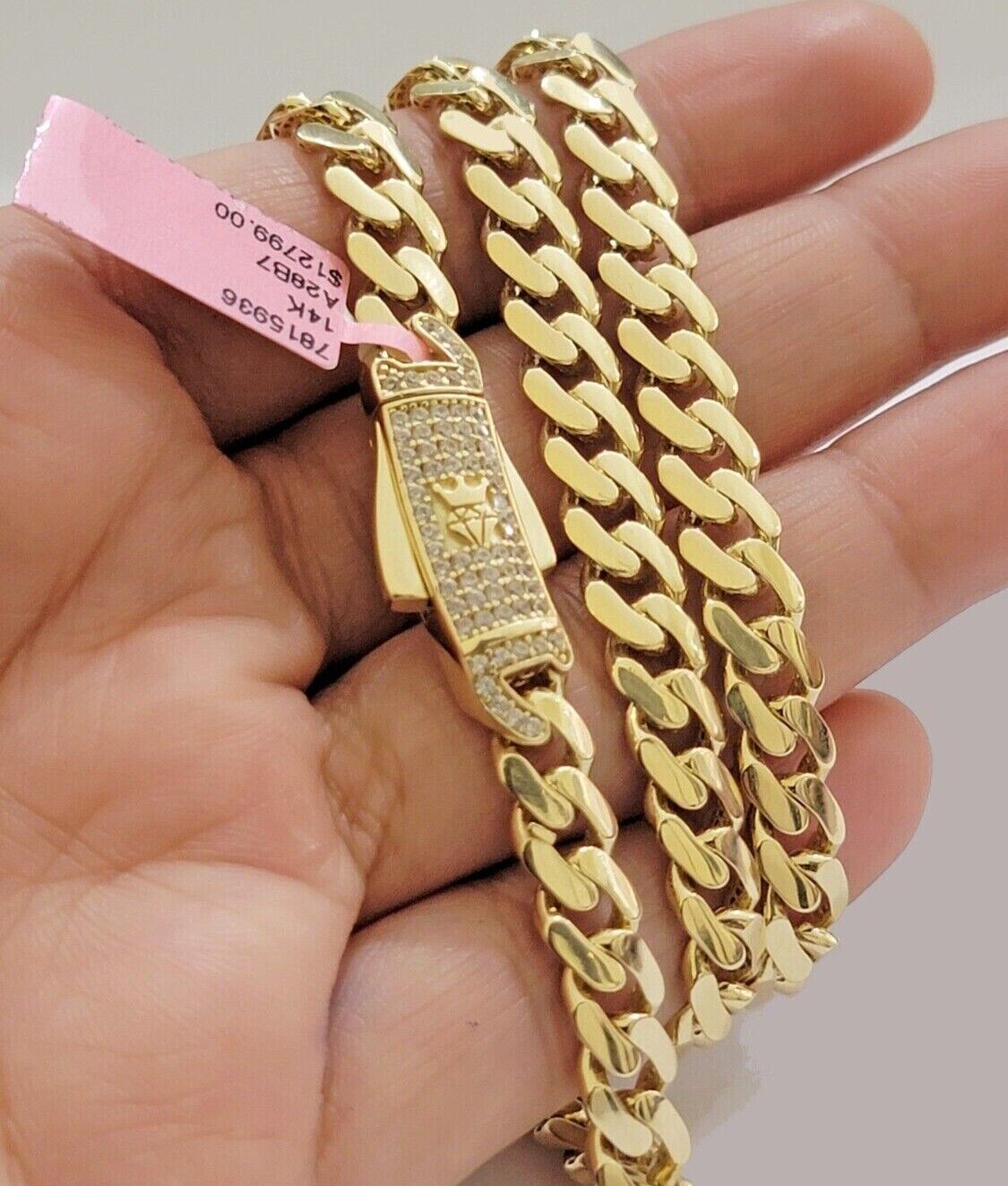 Real 14k Yellow Gold Monaco Chain Necklace 20" 22'' 24'' 26" Inch 7mm 14kt SALE