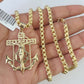 Real 10kt Gold Byzantine Necklace Jesus Anchor Charm SET Chain 20" Inch 3mm SALE