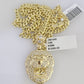 10k Gold Chain Lion Pendant Set Miami Cuban Necklace 4mm 18"-26" Charm