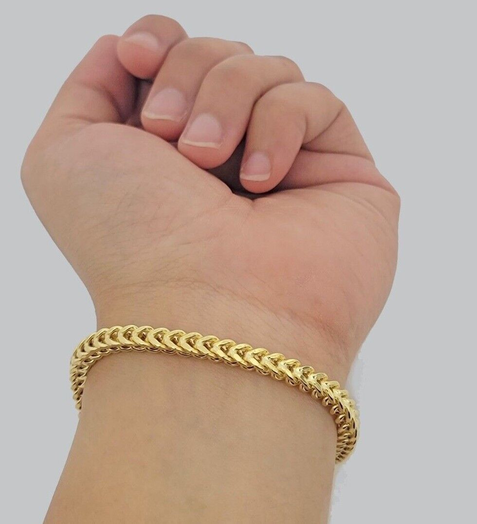 Real 10k Yellow Gold Bracelet Franco 8 Inch 4mm 5mm 6mm 10kt Mens BRAND NEW SALE