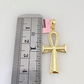 Real 14k Gold Chain Jesus Cross Pendant Set 14kt Miami Cuban Chain 2mm Charm