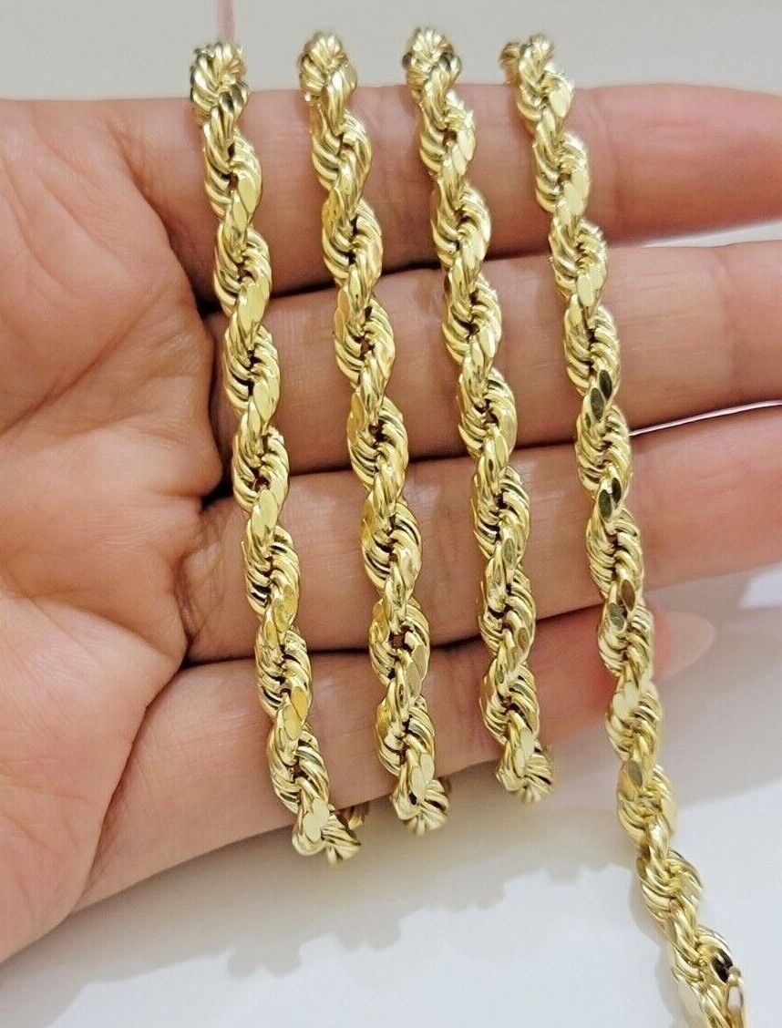 14k Gold Rope Chain Necklace 6mm 18-26 Inch Diamond Cut Men Women REAL 14KT SALE