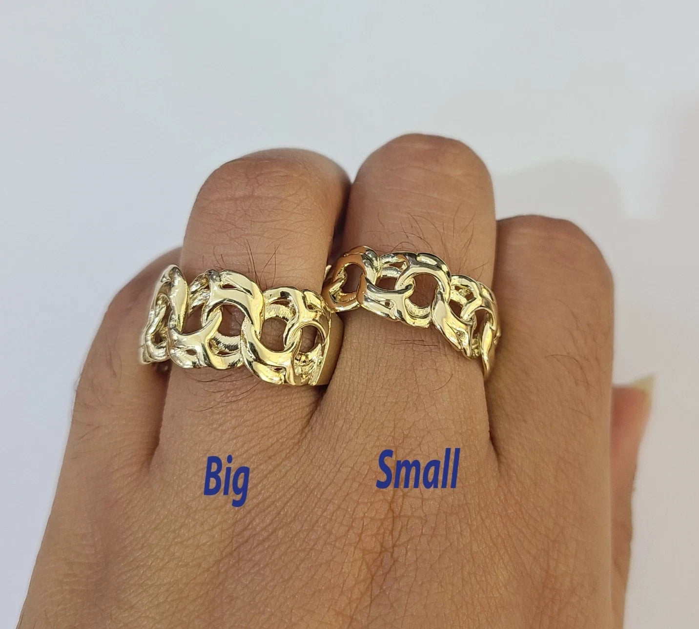 10k Cuban Link Ring Yellow Gold Women Men Real Genuine