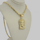 10kt Gold Rope Chain Jesus Head Charm Pendant 5mm 18-28 Inches Necklace SALE NEW