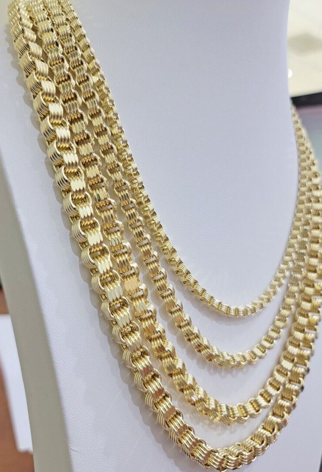 Real 10k Gold Box Byzantine Chain Necklace 20"-28" Inch 4mm 5mm 6mm 7mm 10kt Men