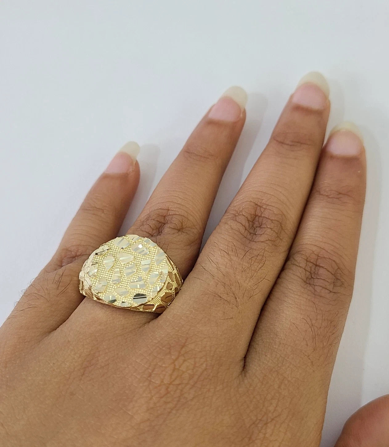 14k Nugget Ring Round Yellow Gold Women Men Real Genuine 14KT