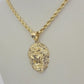 10k Gold Rope Chain Lion Head Charm Pendant 3mm 16-28'' Inches Necklace SALE NEW